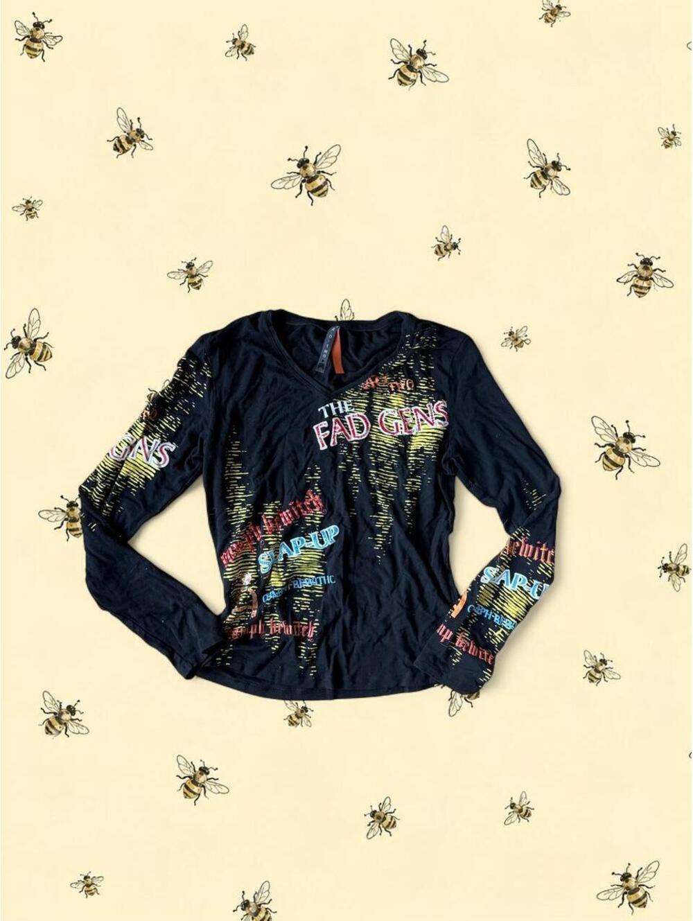 A o two black graphic long sleeve top
